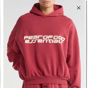 Fear of God Essentials Logo Graphic Print Relaxed Crop Hoodie